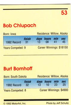 1992 MotorArt Iditarod Sled Dog Race #53 Bob Chlupach / Burt Bomhoff Back